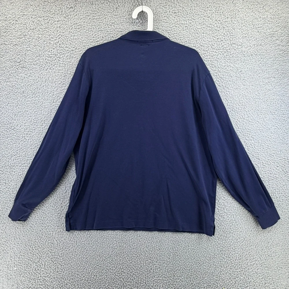 Polo Ralph Lauren Mens Large Long Sleeve Polo Shirt  Blue Classic Fit Flesh Pony